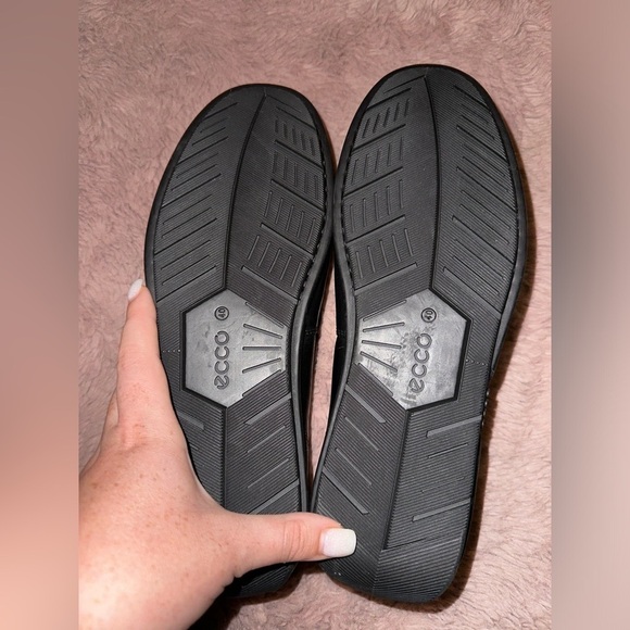 NWOT Ecco men’s black leather slip on loafers 40 6 office business casual - Picture 7 of 12